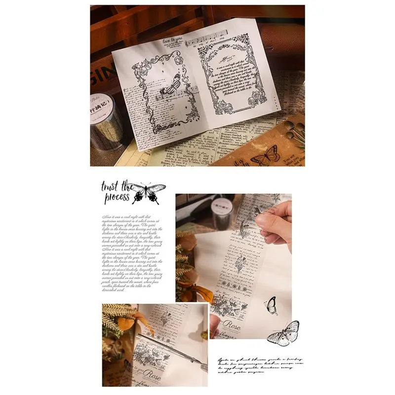 ABNL 레트로 영어 알파벳 콜라주 장식 테이프 DIY 노트북 재료 노트북 재료 스티커