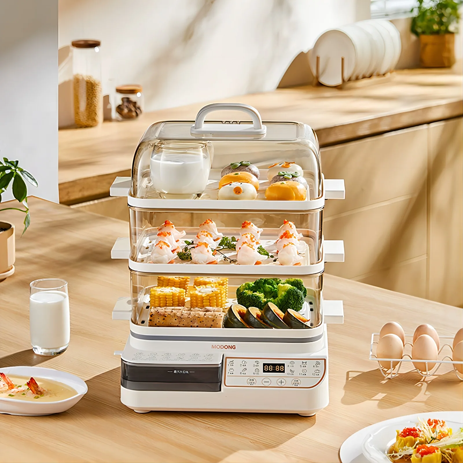 Three-layer Food Steamer Household Electric Bun Steamer Machine Large Capacity Eletrodomesticos De Cozinha Eletricos