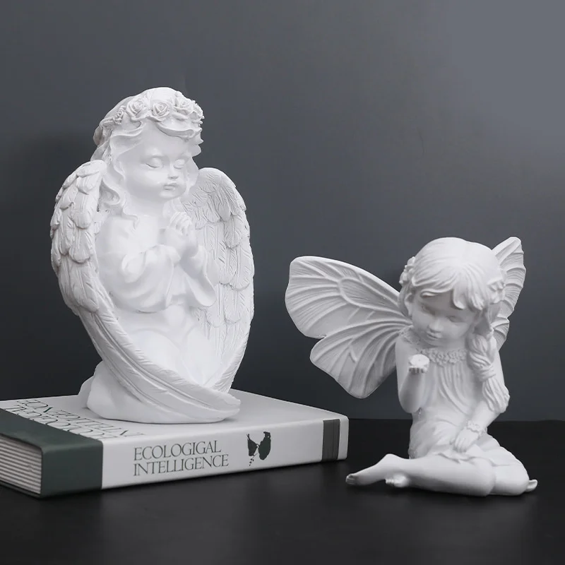 

Европейская молитвенная статуя прекрасного ангела, скандинавский ветер, лечебный, для девочек, спальни, Настольная полимерная скульптура, украшение