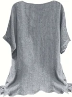 plus Size Women's Solid Color round Neck Casual Short Sleeve T-Shirt Comfortable Fit Basic Top - Image 5