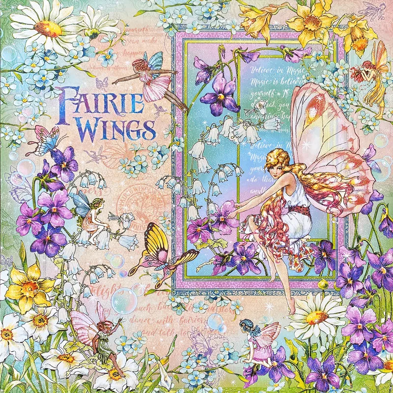 8Pcs/Pack Retro Flower Fairy Wings Vintage Sticker DIY Craft Scrapbooking Album Junk Journal Decorative Stickers