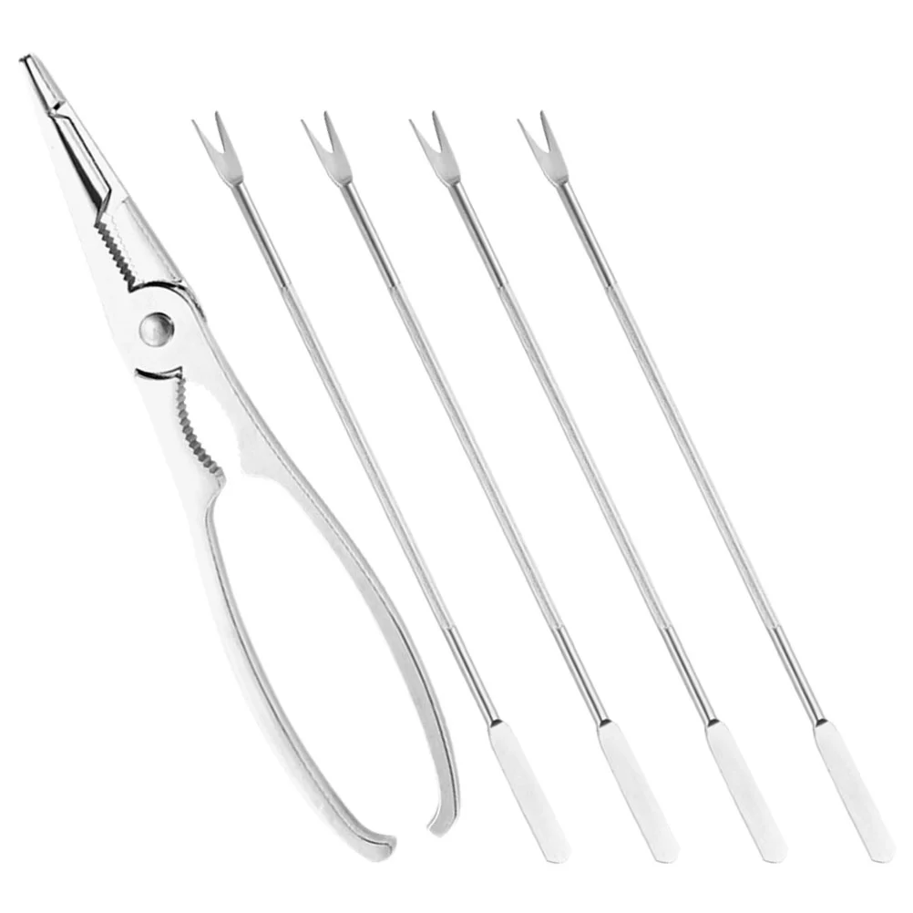 Crab Needle Fork Seafood Forks Stainless Steel Opening Tools Scissors Lobster and Picks Shellfish Crackers Eating
