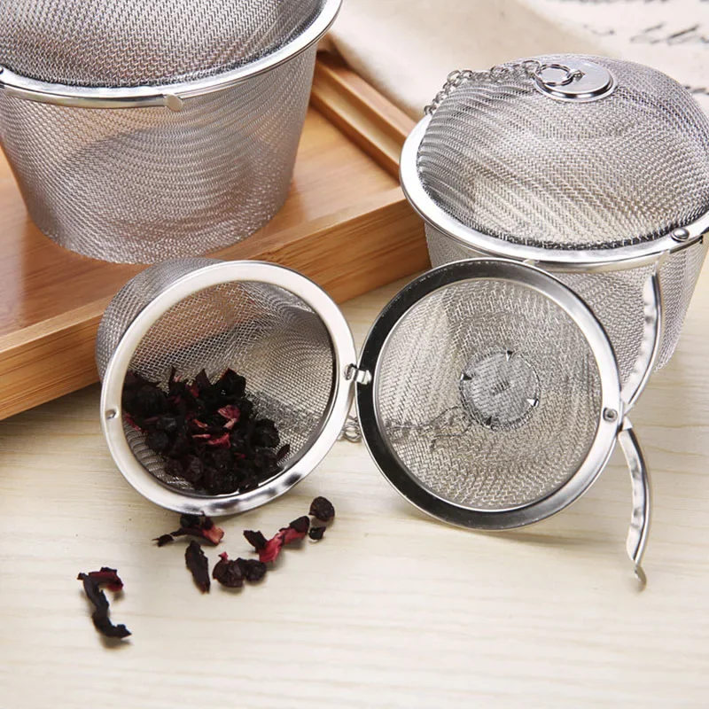 Reusable Stainless Mesh Herbal Strainer Teakettle Locking Tea Filter Infuser Spice Seasoning Ball Basket