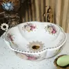 MAEBOW Artistic Sink Europe Style Handmade Flower Shape Ceramic Countertop Bathroom Wash Basin Bathroom Sink 2