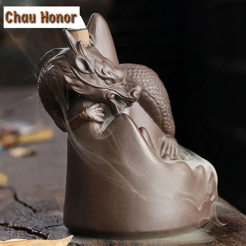 Lucky Dragon Waterfall Reflux Incense Burner Ceramic Handicraft Ornaments Supply Tea Ceremony Reflux Incense Burner Office Home