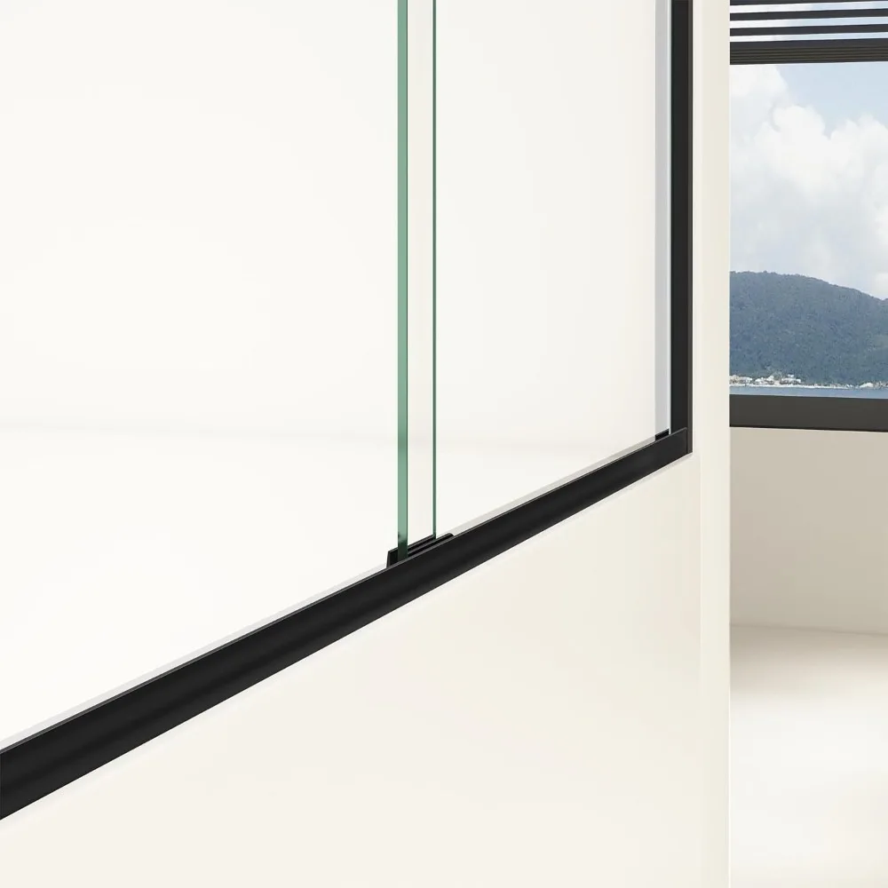 Shower Doors 60" W X 62" H Double Sliding Glass Bathroom Shower Doors for Bathtub, 1/4" Thick Clear Tempered Glass, Matte Black 5
