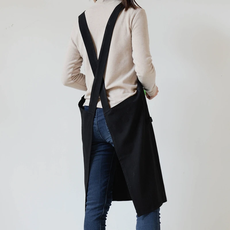 일본 면화 앞치마 남성용 야외 정원 앞치마 가정용 주방 여성용 Pinafore 원예 유니폼 그림 작업복 Y0524