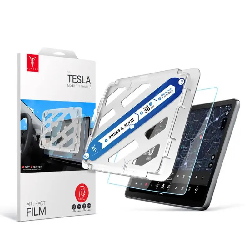 

For Tesla Model 3 Y 15 Inches Navigation Touchscreen Glass Screen Protector Clarity No Delay Easy Install Anti Fingerprint Film
