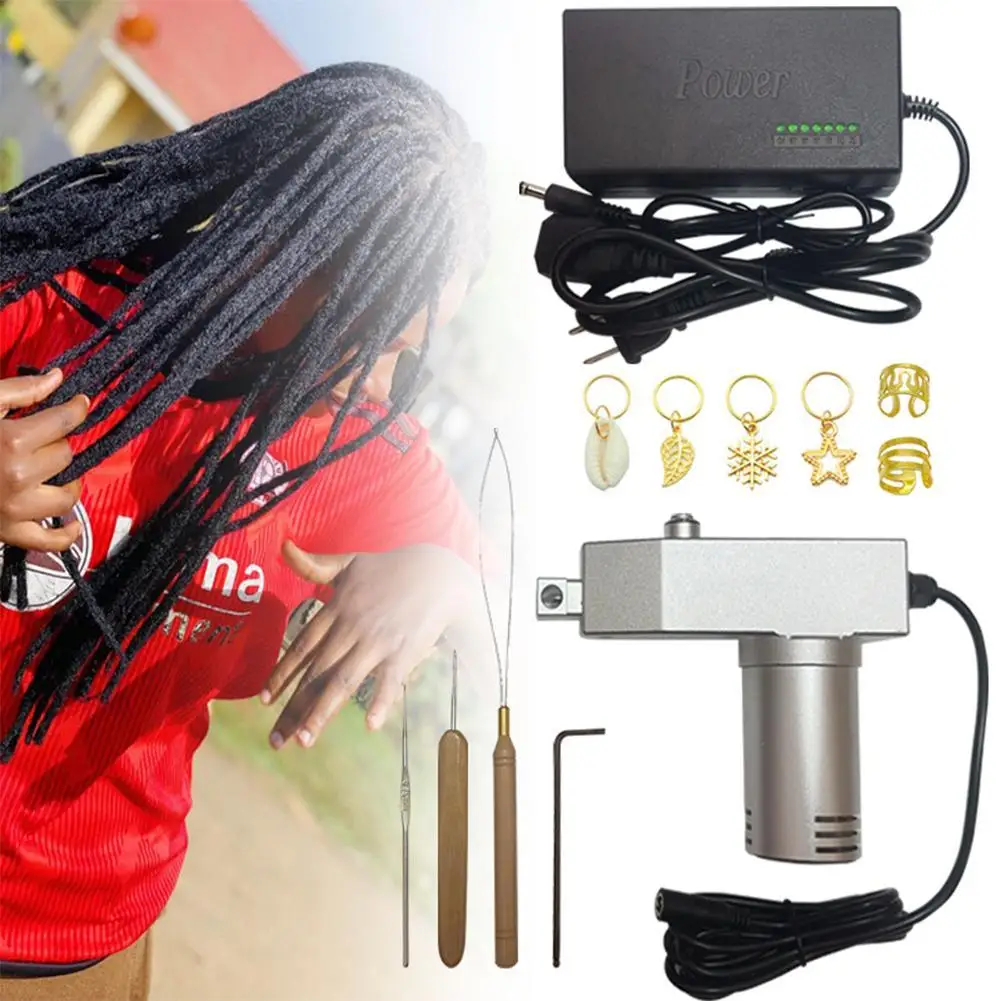 

New EU/US/UK Plug Handheld Portable Deadlocs Crochet Braiding Making Machine For DIY Dreadlocks Long Human Hair