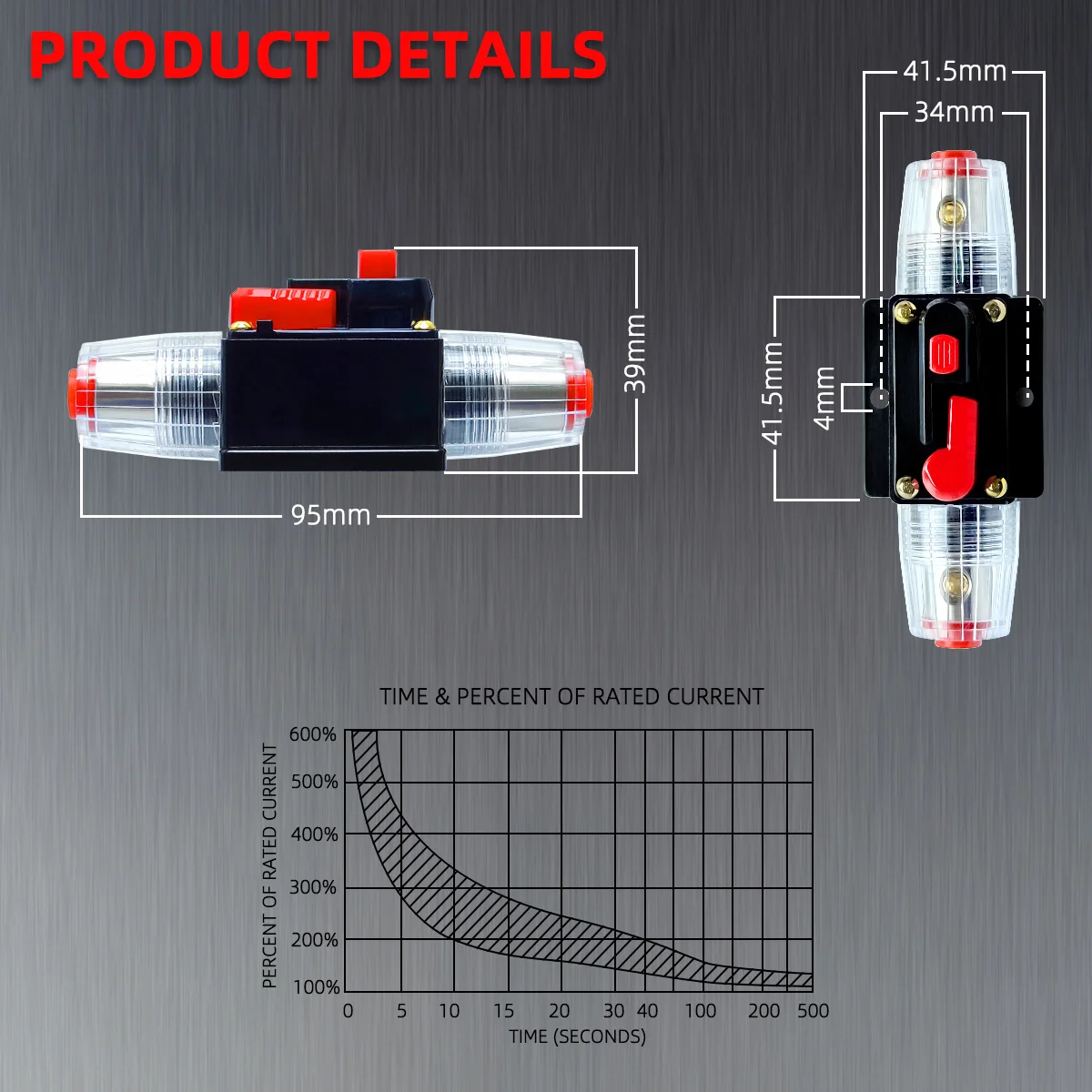 30A-300A Power Protect Fuse Circuit Breaker Trolling Manual Reset 12V-48VDC Waterproof For Car Audio System Car Boat Manual