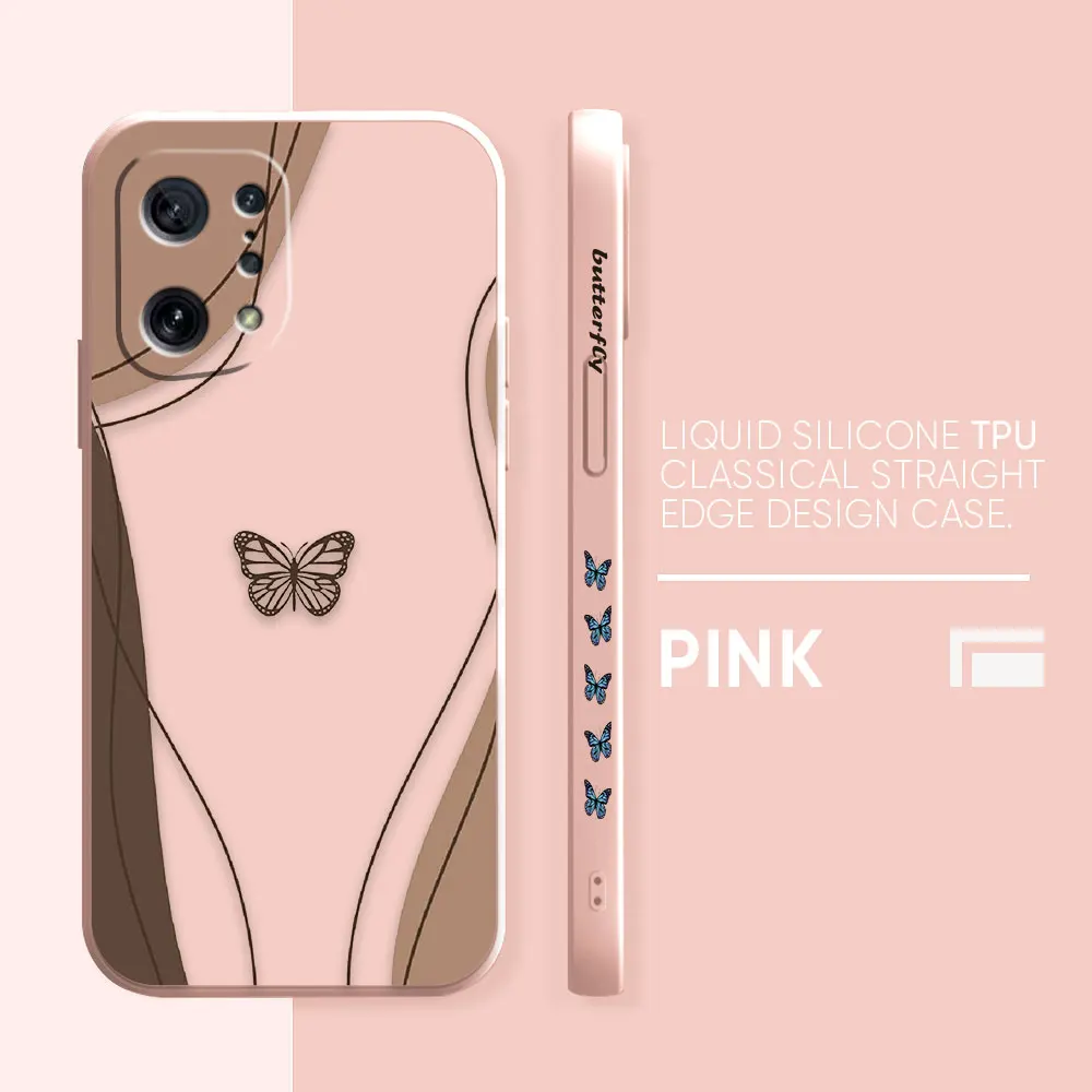 thumbnail image 1 of Case For OPPO FIND X6 X3 REALME X7 X50 RENO 2 4Z 4 6 Lite 5Z 5F 4G 5G PRO Liquid Silicone Case Beautiful Butterfly, 1 of 5