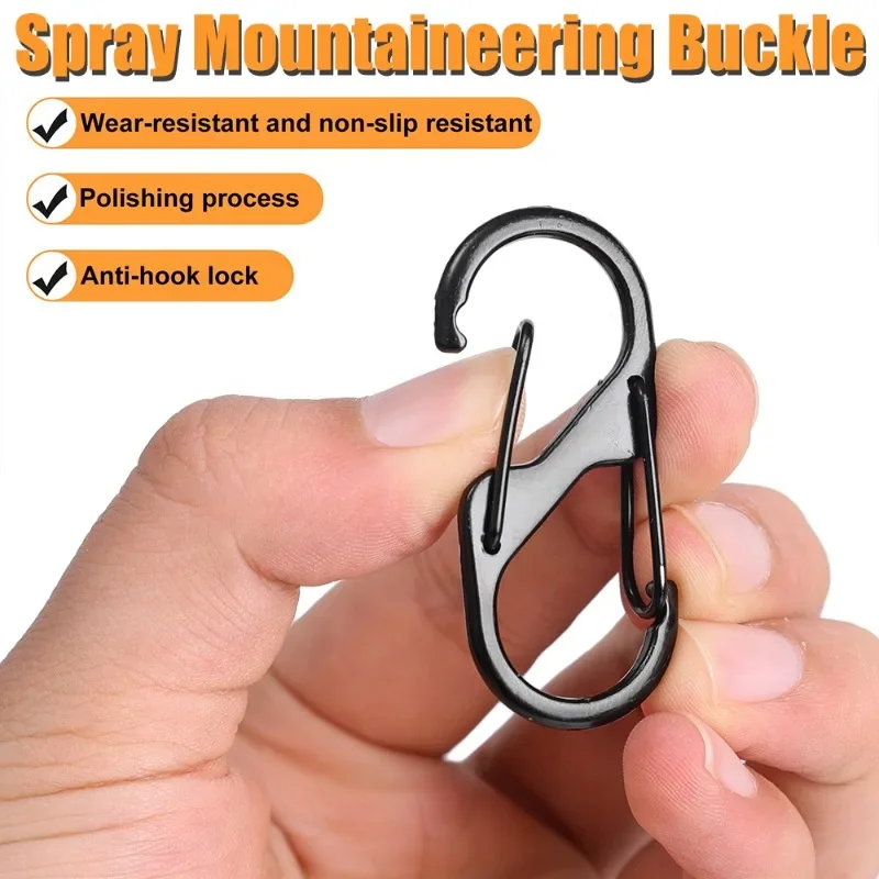 Carabiner clips 5Pcs S Type Zinc Alloy Carabiner with Lock Mini Keychain Hook Anti-Theft Outdoor Camping Backpack Buckle Key-Lock Accessories