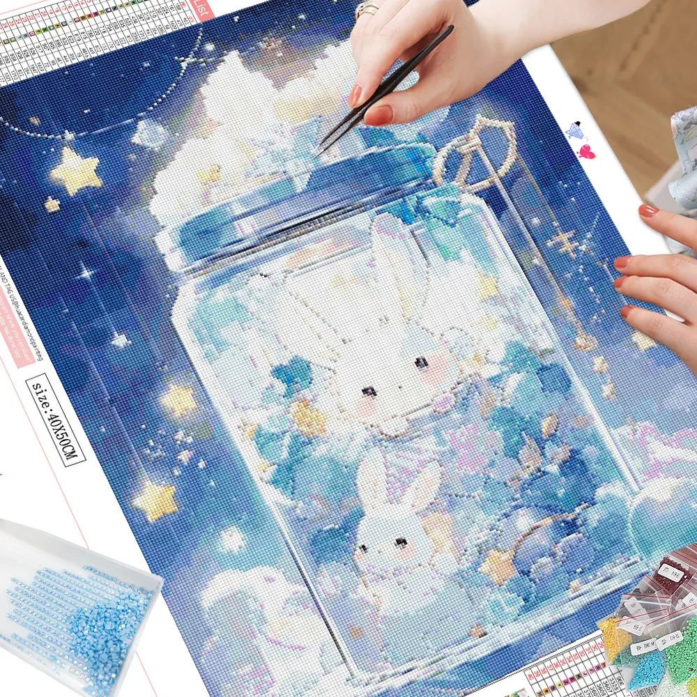 HUACAN Diamond Painting Cartoon Dog Rabbit AB Drill Mosaic Mountain Glass Bottle 5D DIY Home Decorative Gift diamond painting