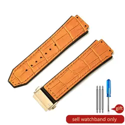 Hublot Yubo Watch Classic Fusion Series Leather Silicone Watchband with Tool, 19mm, Convex Interface - 26x19mm (Yellow - Golden - Z2)
