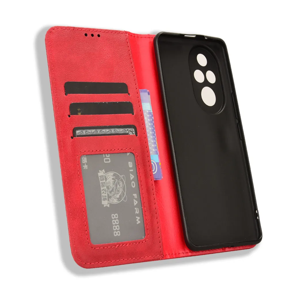 HAOYE Custodia Portafoglio In Pelle Per Huawei Honor 200 Smart – Cover Con Slot Carte, Chiusura Magnetica E Supporto, Colore Rosso - 5