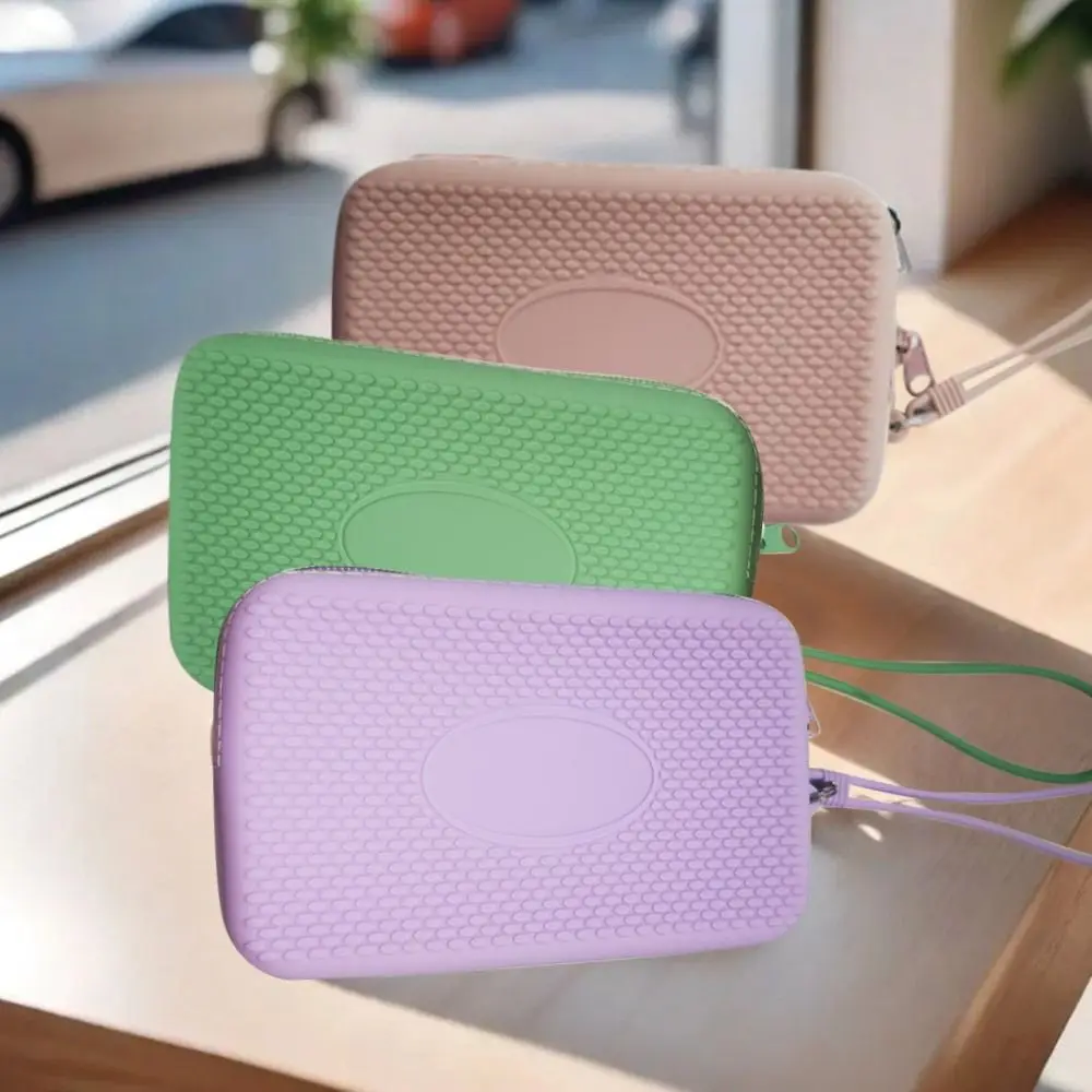 Silicone Coin Purse Zipper Waterproof Earphone Bag Solid Color Textured Travel Pouch Students