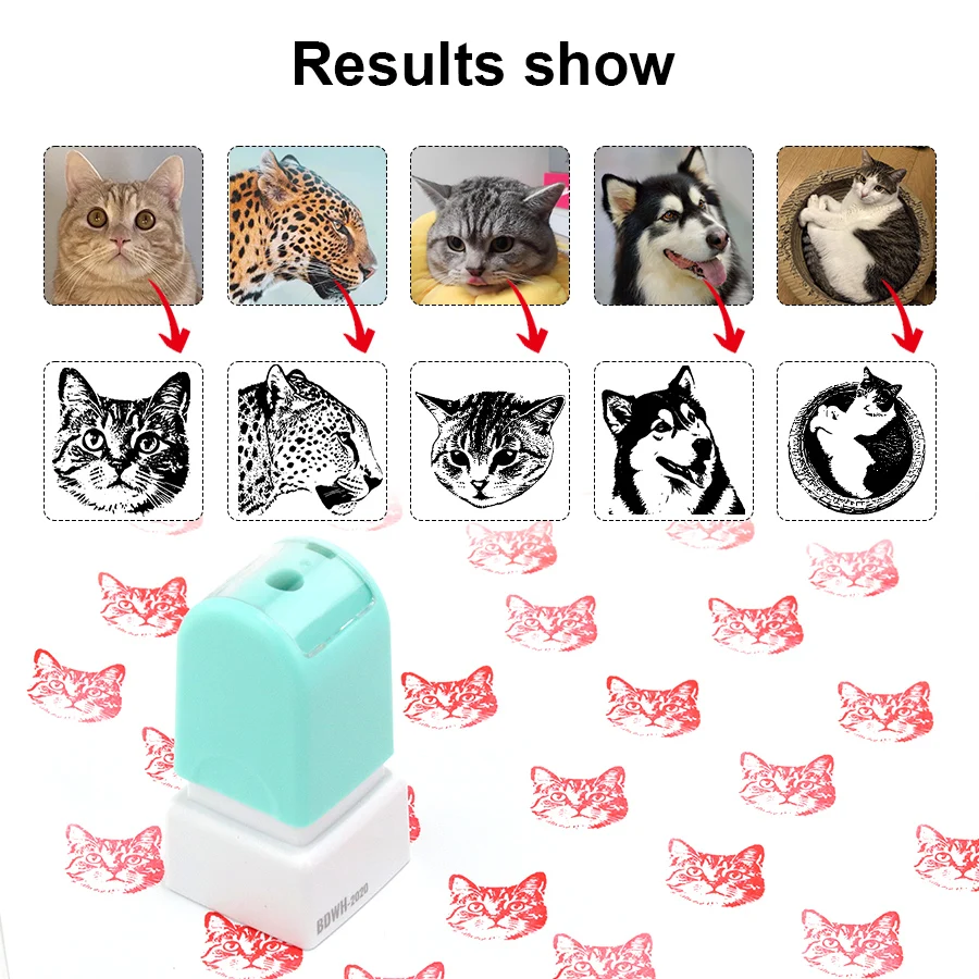 Pet portrait stamps DIY dog shaped stamps personalized cat and dog souvenirs gifts 5-color ink options