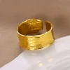 89688-60dff9.jpg Bagues géométriques en acier inoxydable pour femmes, Texture minimaliste, couleur or, ouverture de Couple, bijoux esthétiques de mariage et de noël