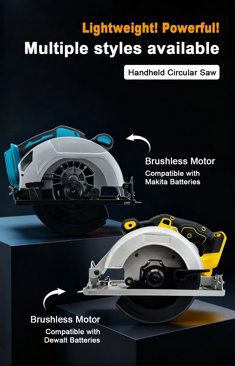 180mm Brushless Electric Circular Saw 0-45° Bevel Cutting Handheld Woodworking S