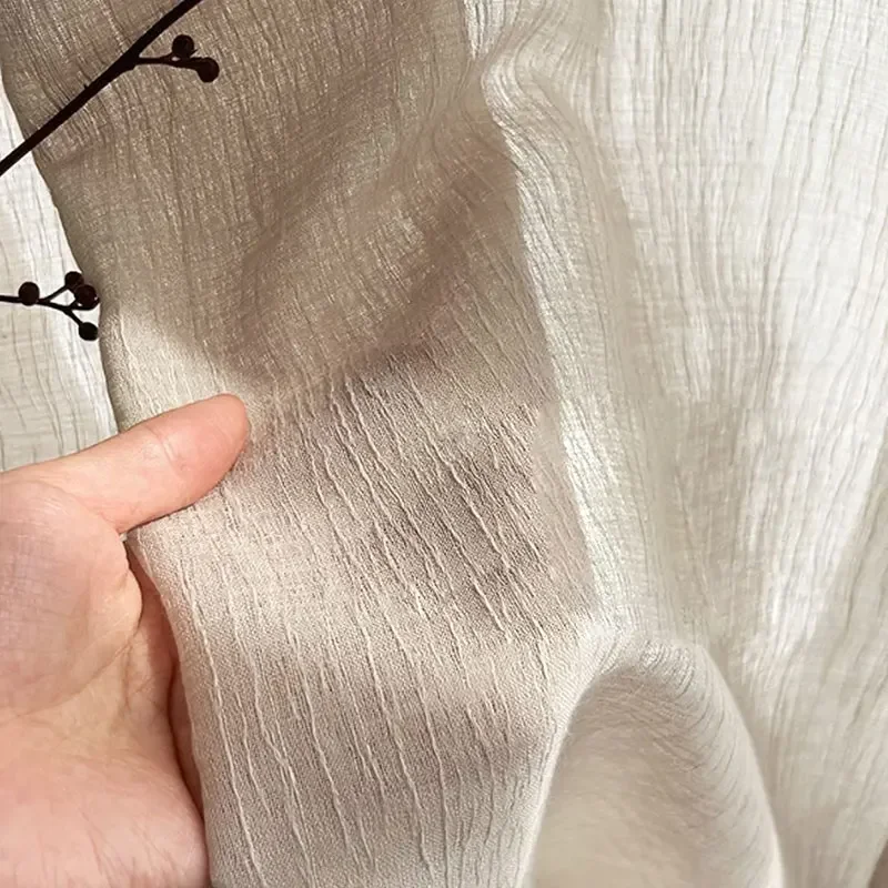 1Panel,Linen Gauze Curtains,Japanese Hemp Material,Log Wind,Balcony Bay window,Living Room,Bedroom Gauze Curtains 4
