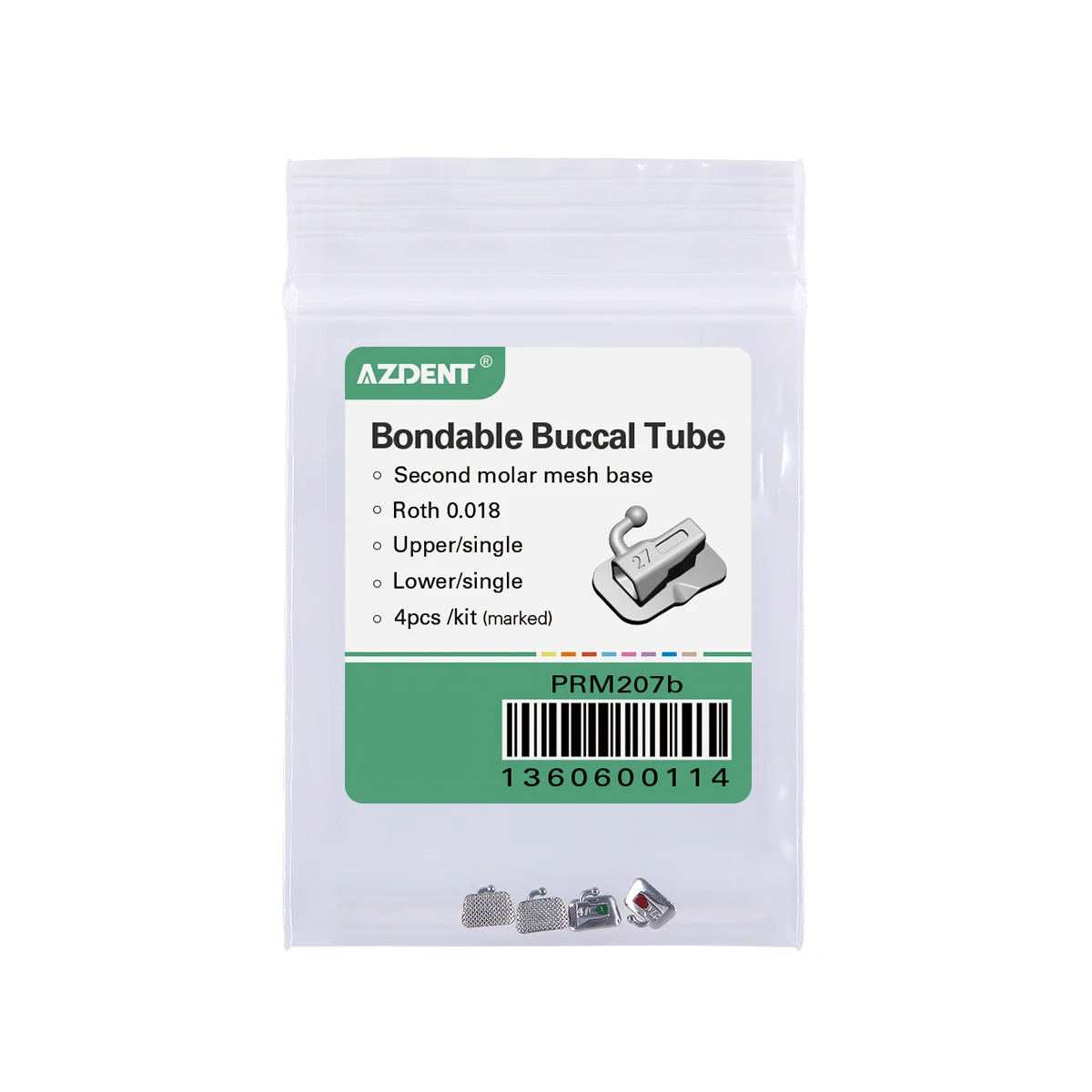 10 Packungen AZDENT 2. Molar Bondable Nicht umwandelbares Einzelrohr/MBT/Edgewise 022/018 Bukkalröhrchen – Detail 15