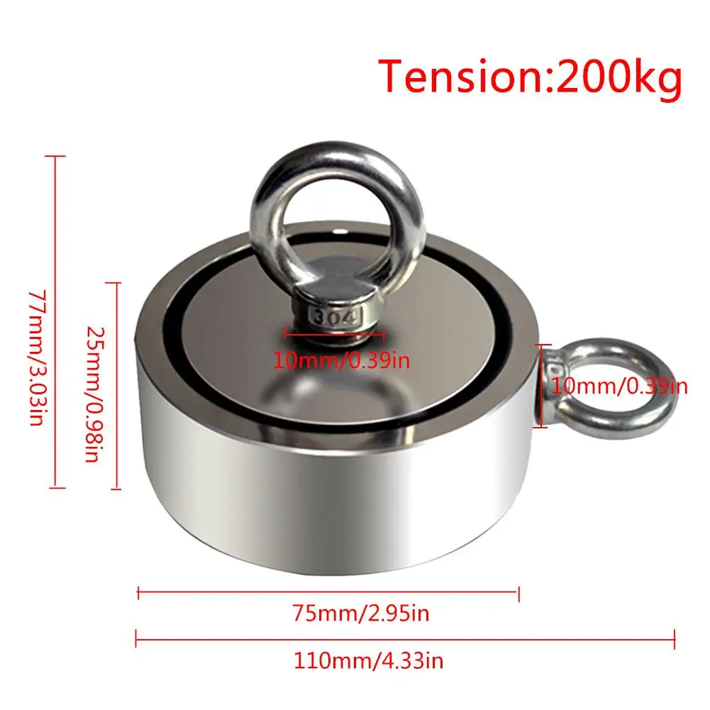 Super Strong Magnet Double sided Powerful Neodymium Magnets Magnetic Search Salvage Fishing Hook Magnets Aimant 80Kg
