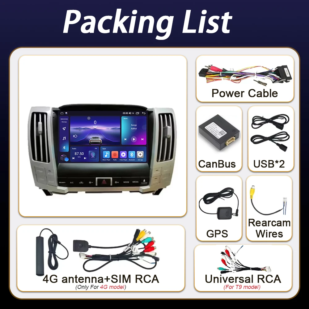 Radio para Auto con Android Auto para Lexus RX300 RX330 RX400 2004 - 2007, Reproductor Estéreo con Navegación, Unidad Principal con Pantalla DSP, 2din, DVD, Multimedia 4