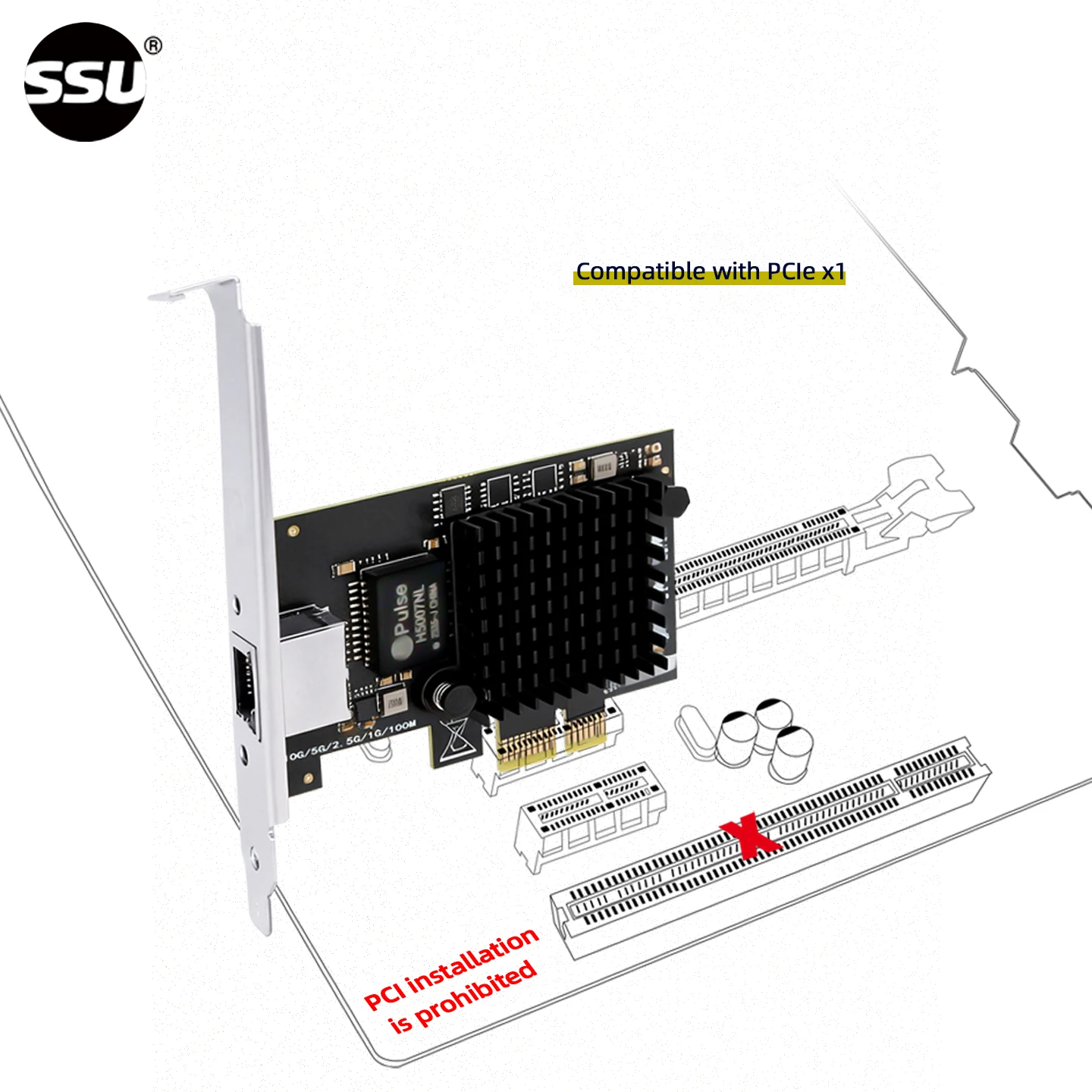 PCIe 4.0 x1 - 10Gbps RJ45 네트워크 카드, UEFI PXE 지원, Windows 10/11 호환