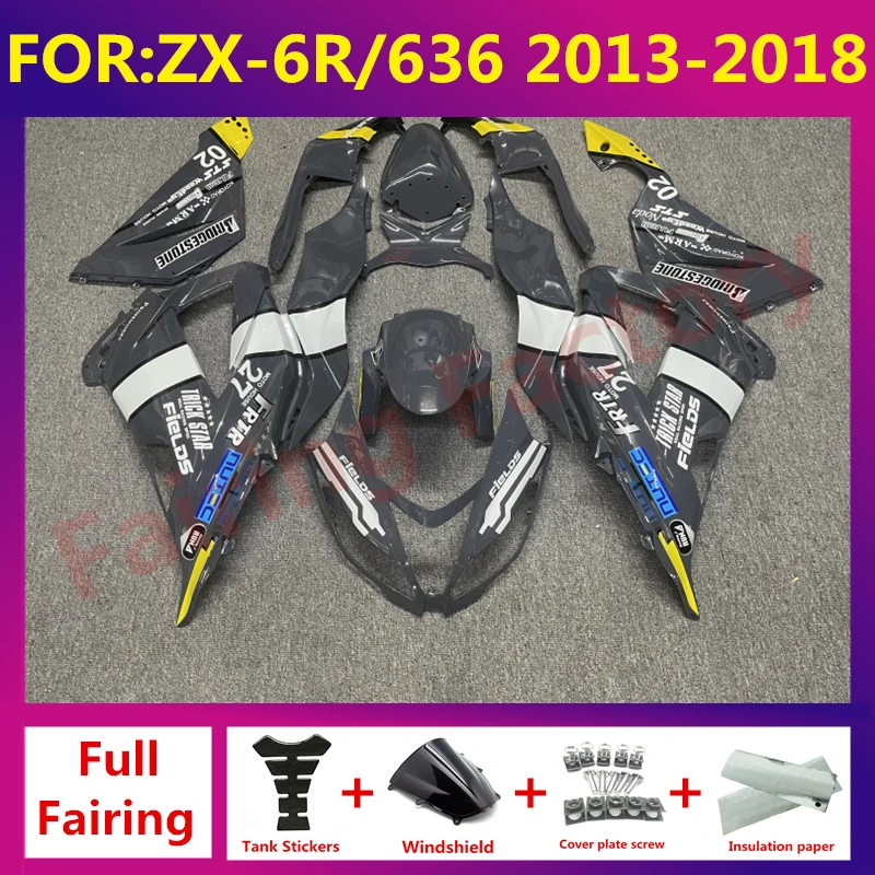 

For kawasaki ZX6R 636 ZX-6R 2013 2014 2015 2016 2017 2018 New ABS Motorcycle Fairing kit Fit fairings bodywork set grey white