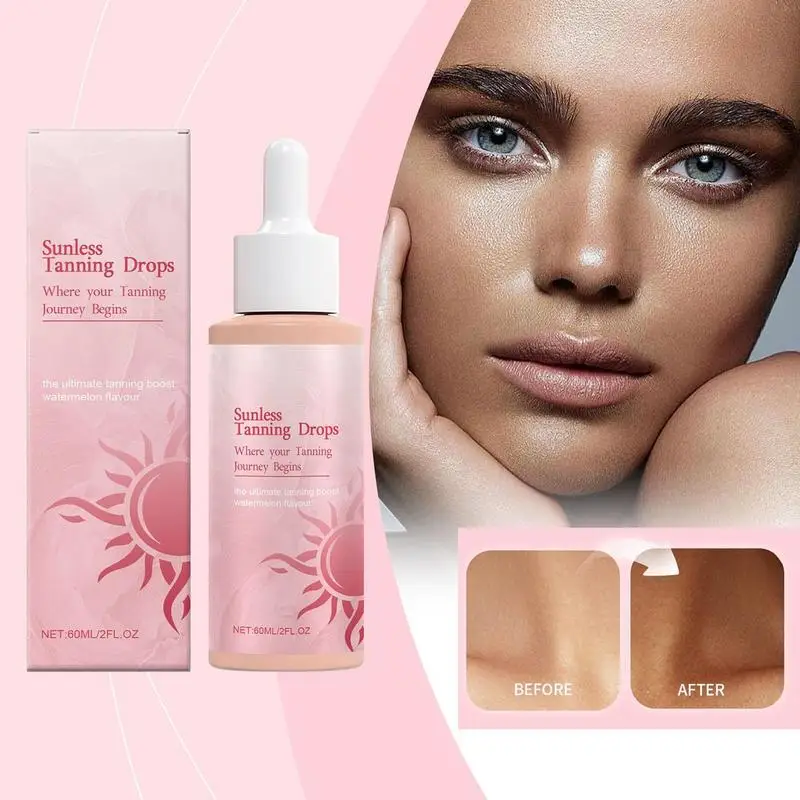 Self Tanning Drops Enhance Skin Melanins Liquid Bronzer Natural Tanner For Face Body Preventing Sunburn Sunless Tanning Product