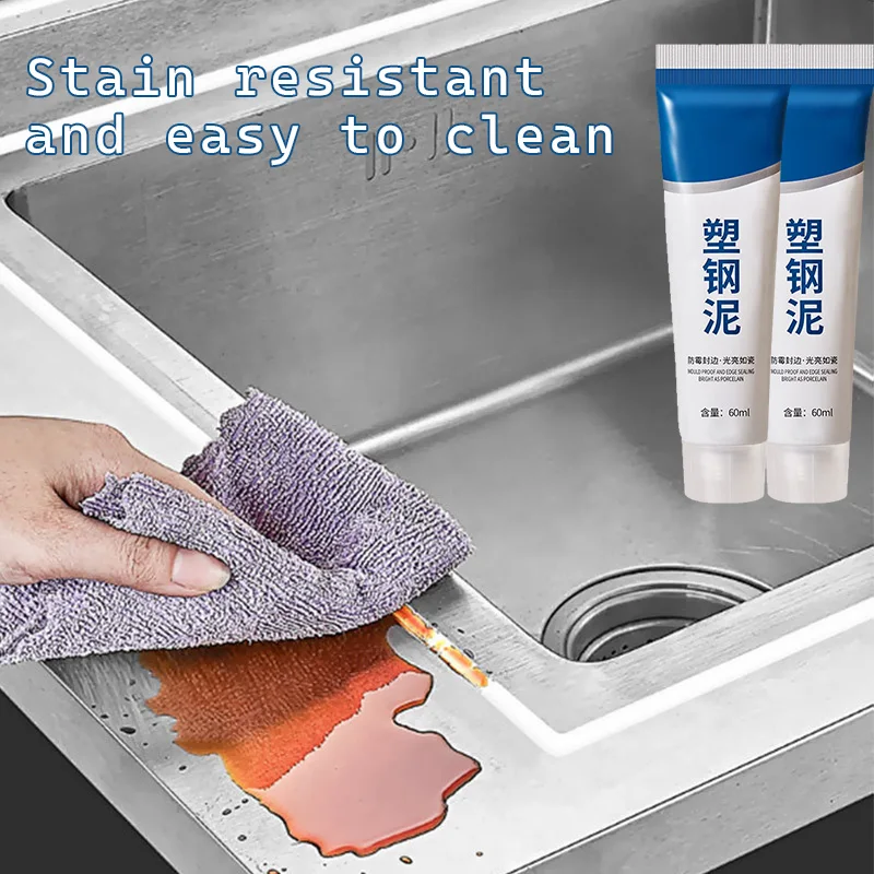 Super Glue Silicone Glue Silicone Sealant Sealant Glue Anti Leak Sealant 60ml Plastic Steel Mud Glue Waterproof Agent Kitchen and Bathroom Anti-mildew Glue Epoxy Resin Leak Plugging Caulking Sealant