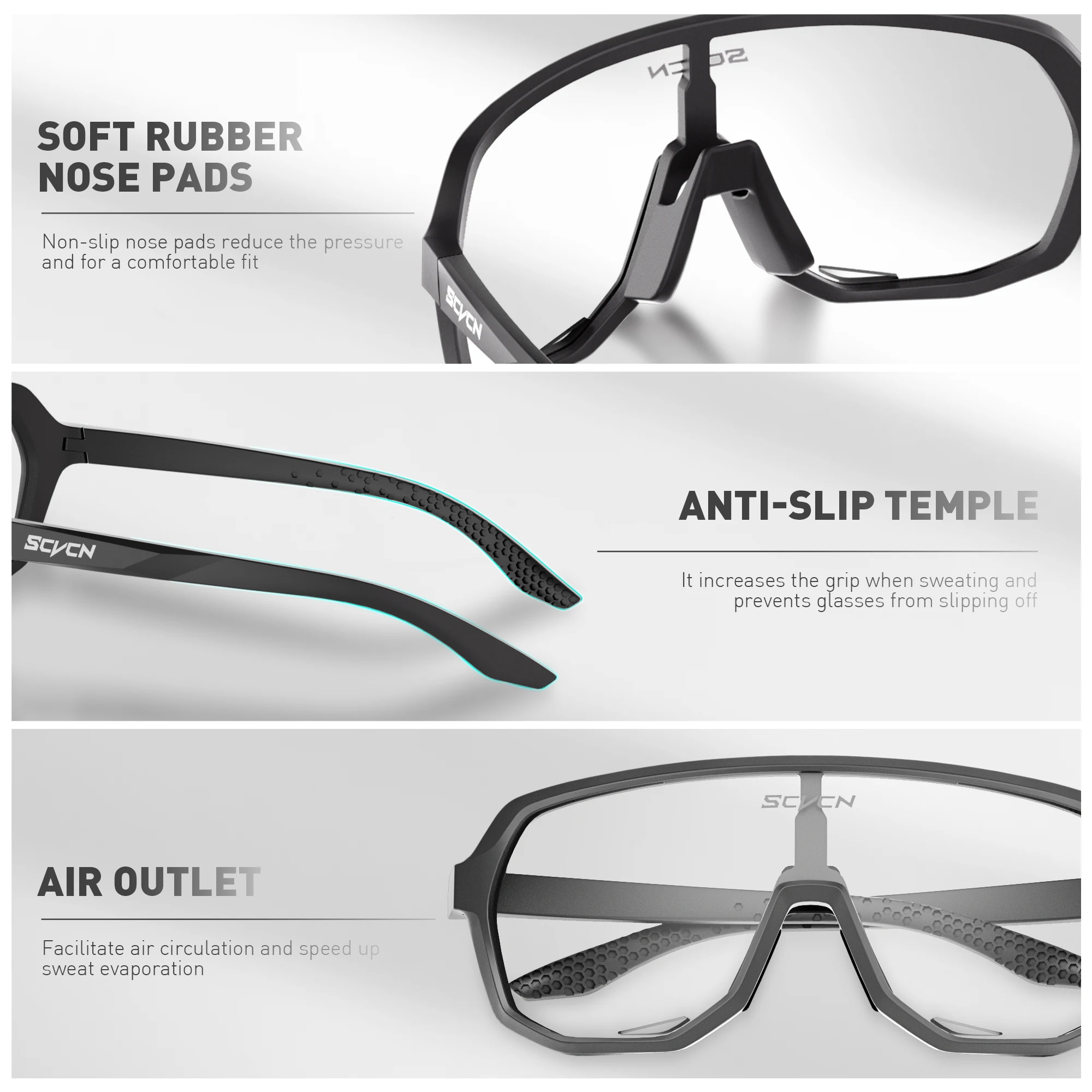 SCVCN Photochromic Glasses Cycling Sunglasses for Women Sports Running MTB Biking Eyewear Men Road Mountain Bike Bicycle Goggles