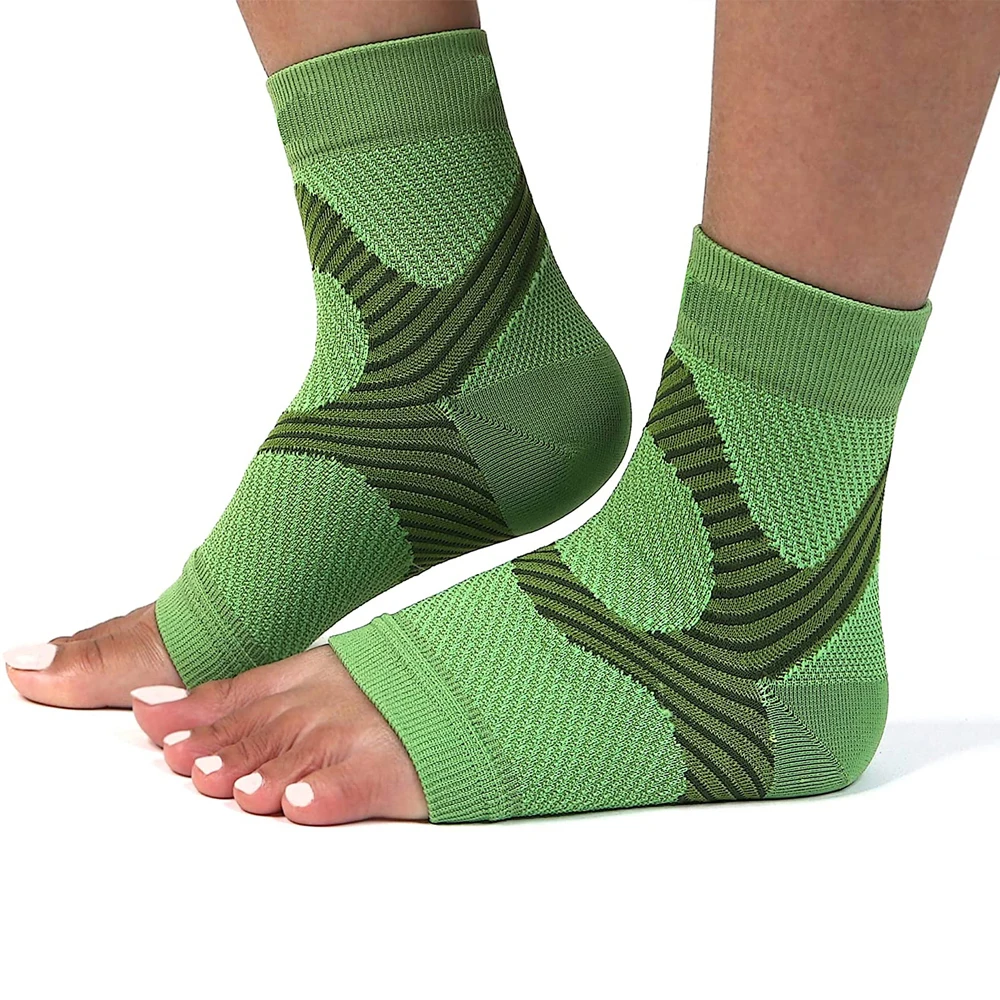 1Pair Ankle Support Sleeve for Women Men, Open Toe Compression Socks Night Splints for Plantar Fasciitis Tendonitis Foot Support