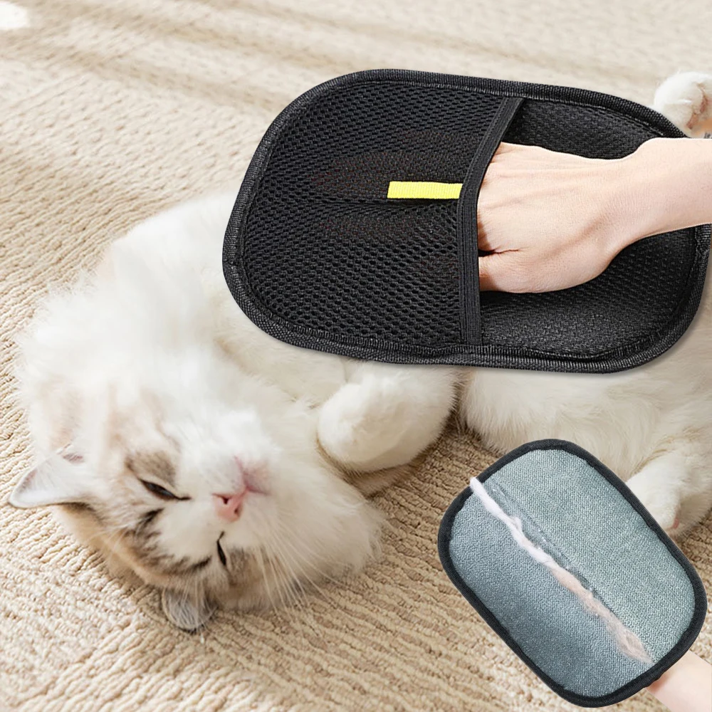 Guantes De Depilación Estática Para Mascotas - Dos Caras, Malla Lavable - Para Perros, Gatos Y Conejos, Pelo Largo Y Corto