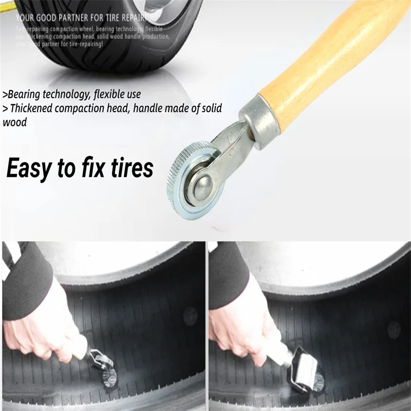 Tire Repair Kit Auto Tire Patching Compaction Roller Press Wheel Car Stereo Push Wheel Vehicle Maintenance Car Tire Repair Tools