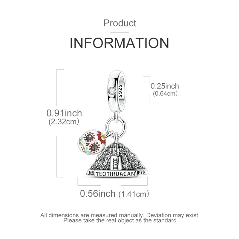 Mexican Sun Moon Charms Bead 925 Sterling Silver CZ Zircon Pendants Fit Original Bracelet DIY Jewelry Gift