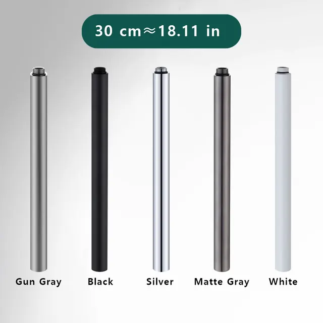 ชุดต่อขยายฝักบัว30ซม. ระบบฝักบัวอ่างอาบน้ำสีดำเทาส่วนต่อขยายแบบกลมชุดก๊อกน้ำฝักบัวหลอดขยายอุปกรณ์ห้องน้ำ สีขาว/สีเทาด้าน/สีเงิน18.11ในตัวขยายฝักบัว 1