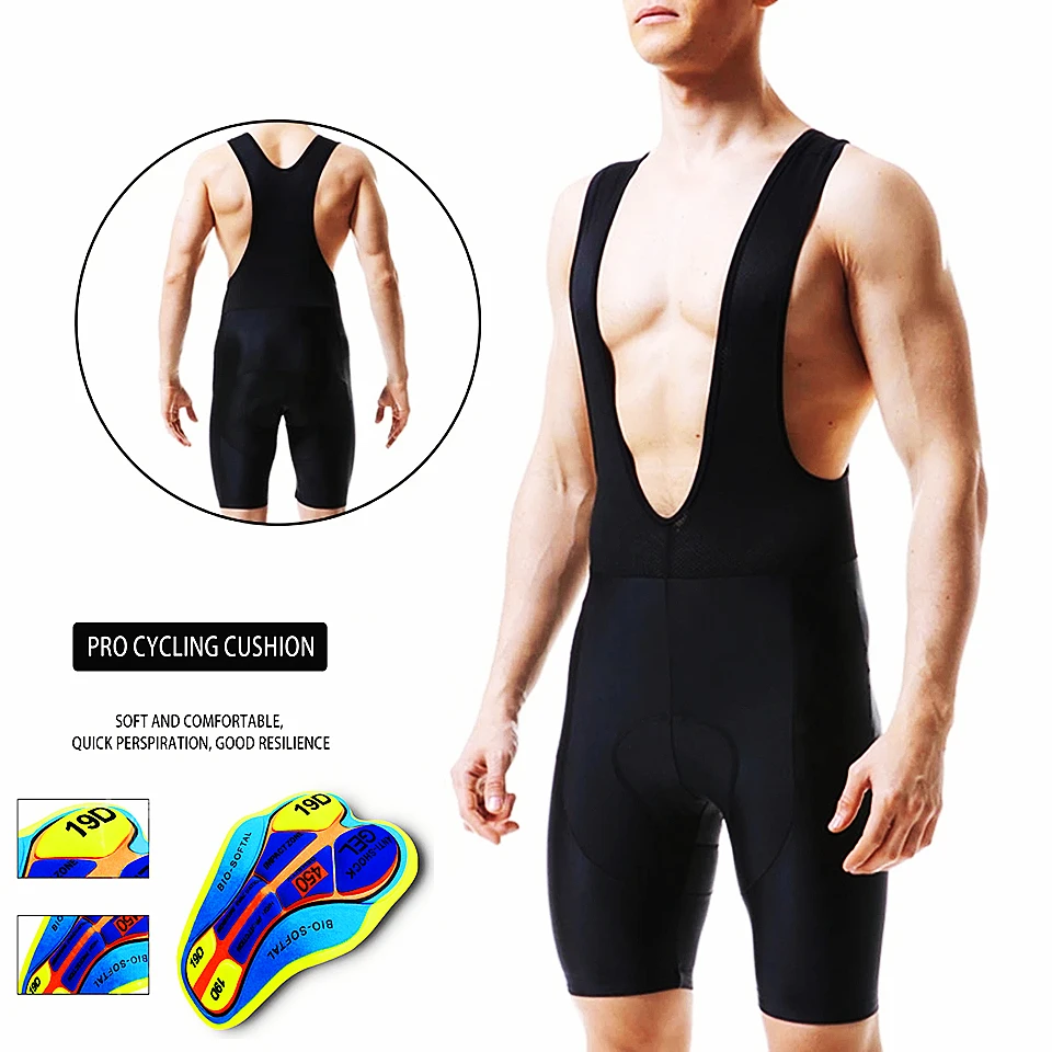 Cycling Bib Shorts Bike Tights Triathlon 19D Gel Padded Pro Lycra Breathable For Man Mountain Biking