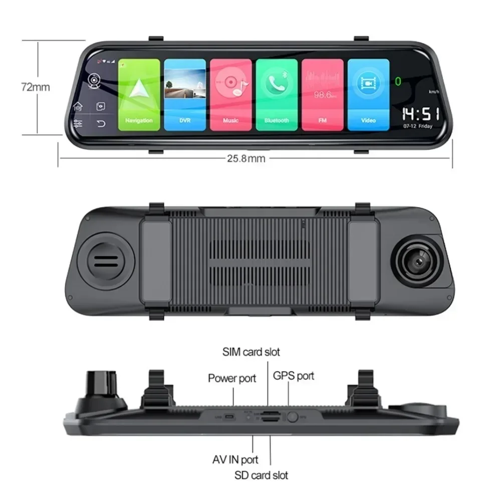 4G Android 8.1 Rearview Mirror Car DVR 10" HD 1080P 2+32G GPS WIFI ADAS Dash Cam Dual Lens Recorder Auto Camera Registrar DVRs