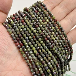 Small Green Natural Stone Faceted Beads - 4mm About 95pcs (NO.22 Dragon Blood)