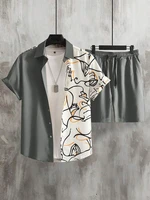 2024 Summer Men's Short-sleeved Shirt Beach Shorts Set Outdoor Everyday Men's Summer Shorts Street Fashion Men's Casual Shirt 2