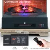 27 Inch Freestanding Fireplace,1400W Electric Fireplace Heater w/3-Level Vivid Flame & Thermostat Control,0.5-6H Timing Function 4