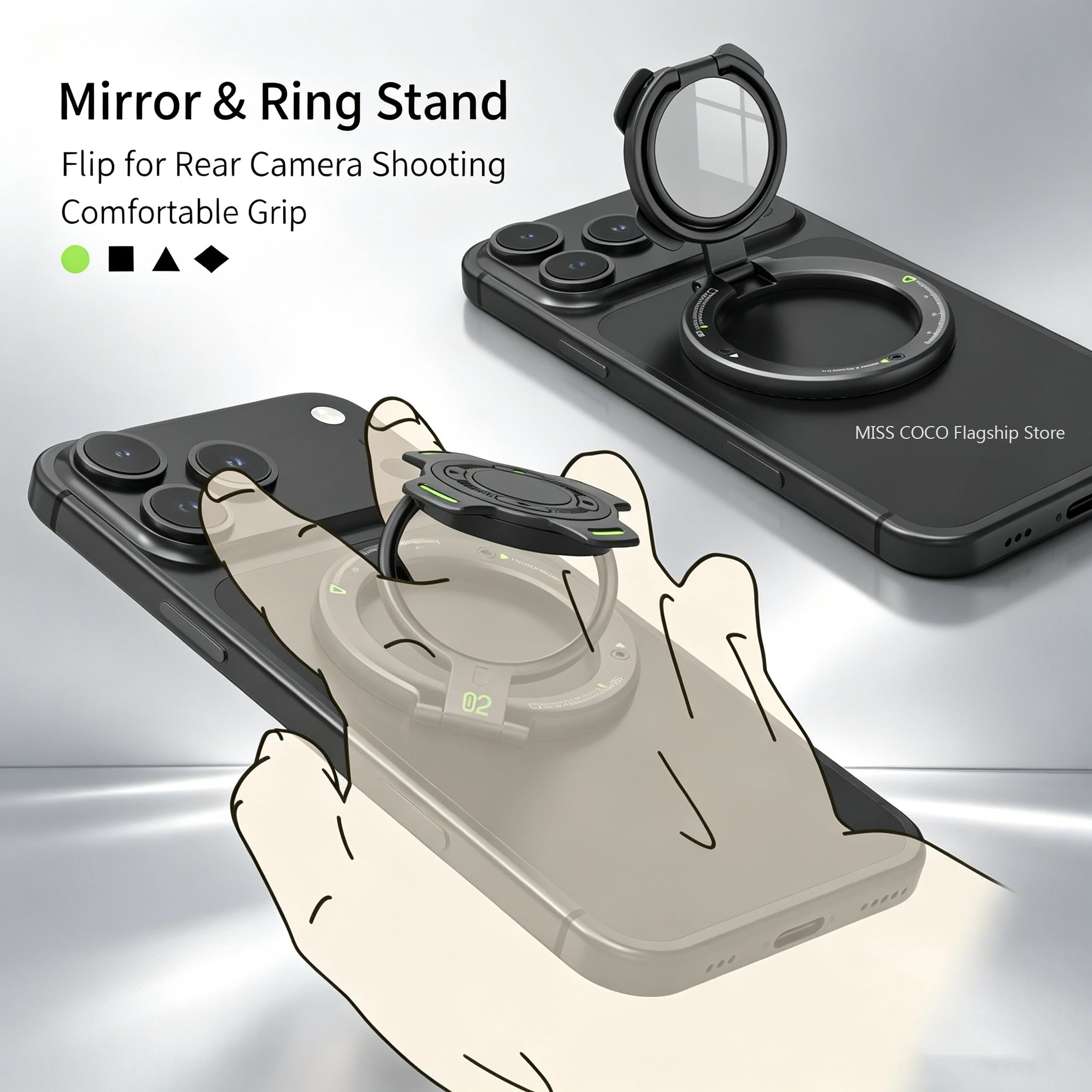Double-Sided Magnetic Rotating Phone Stand & Finger Ring Holder
