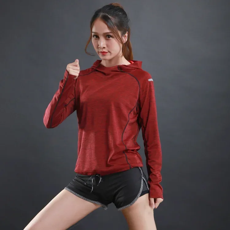 Autumn Women Running T Shirts Gym fitness Long Sleeves sweatshirts Quick Dry Training Breathable Hood Sports Yoga Clothing sports t shirt yoga top yoga shirt sports shirt