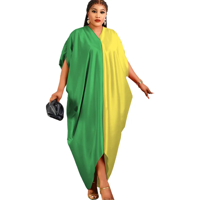 African Dresses for Women Summer 2022 African Women Polyester Short Sleeve Plus Size Long Dress African Robes African Clothes african attire for women