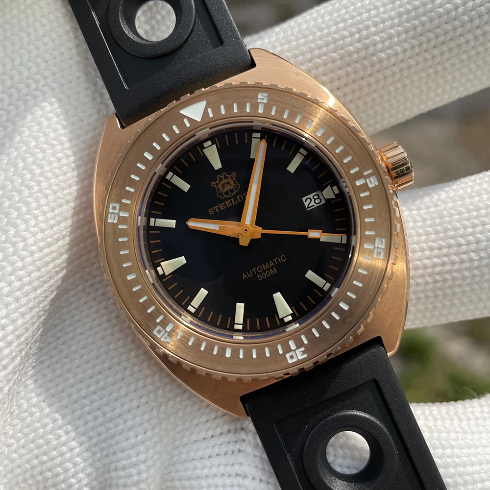 CUSN8 Bronze Watch STEELDIVE SD1973S Mechanical Dive Wristwatch BGW9 Blue Luminous 500M Waterproof NH35 Movement For Men |
