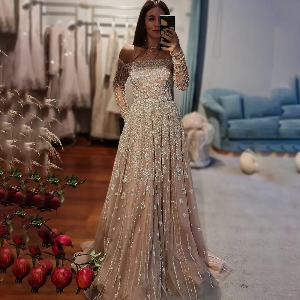 ◆Since Then◆ Glow boat neck long dress brown Glow Boat Neck Long Dress Brown | Timeless Elegance