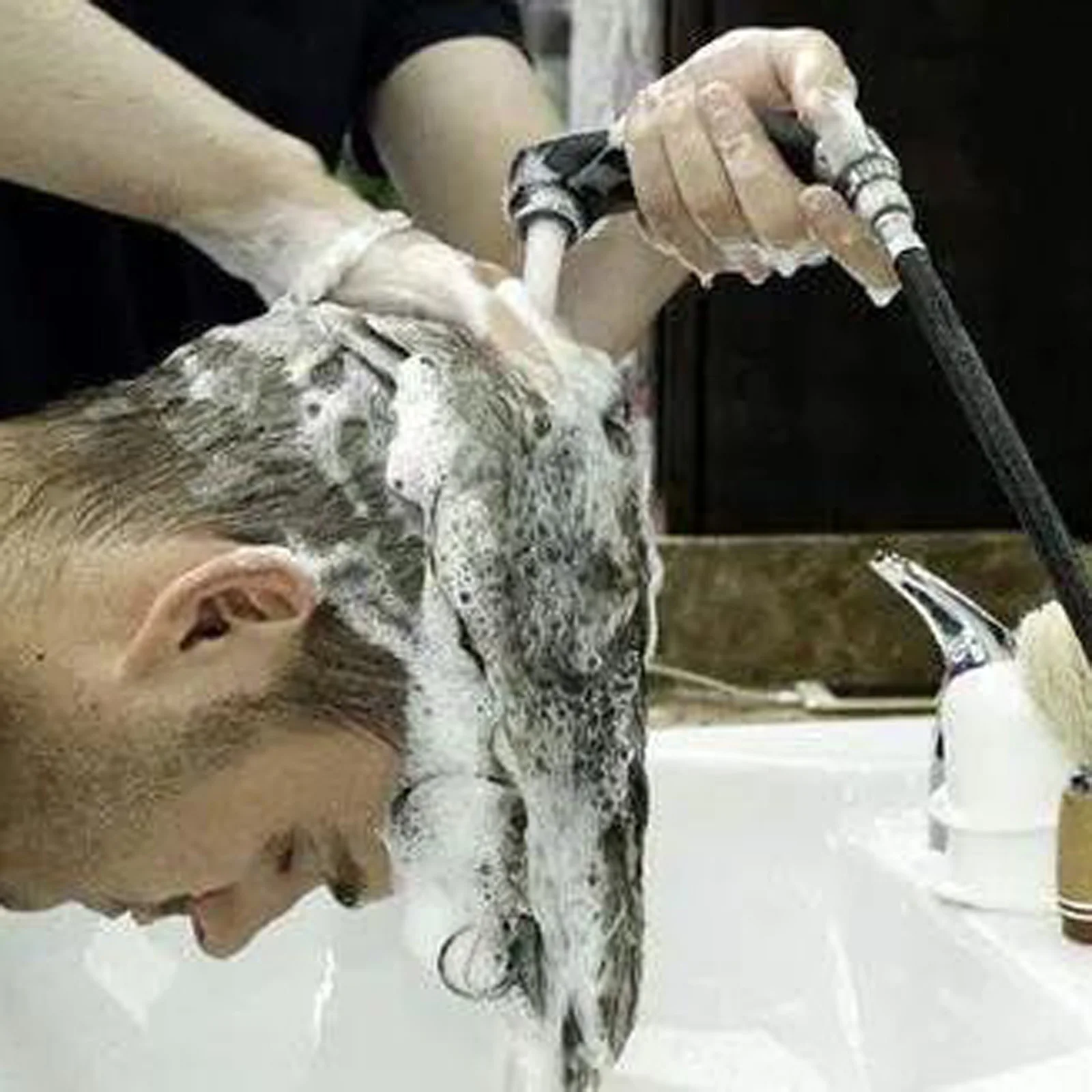 Mixer Tap Bath Sink Faucet Shower Head Spray Hose Push On Washing Hairdresser For Barber Shop Salon Shampoo Accessories 3