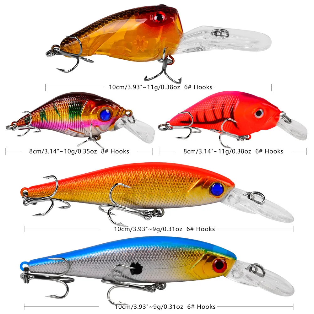 PRO BEROS 5PCS/Lot Minnow Fishing Lure Topwater Hard Bait Wobbler Jig  Crankbait Carp Striped Bass Pesca Fishing Tackle SwimBait - AliExpress