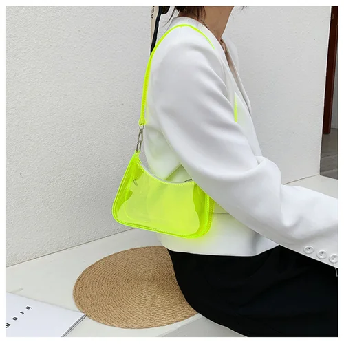 여성용 빈티지 젤리 단색 클리어 언더암 백, 캐주얼 핸드백 지갑, 휴대폰 숄더백, 축제 선물, 패션 4